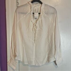 H&M Ruffled Trimmed Drawstring Blouse